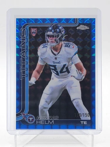 GUNNAR HELM 2025 TOPPS CHROME ROOKIE BLUE GEOMETRIC /150 #305 TITANS Q7485