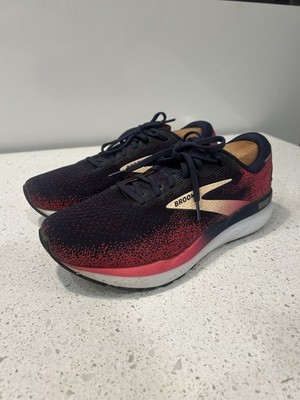 Brooks Ghost 16 Red Navy Blue Womens Athletic Running Walking Sneakers 9.5 Wide