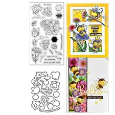 Bee Strawberry Sunflower Clear Stamp Metal Cutting Die Set Scrapbooking Card