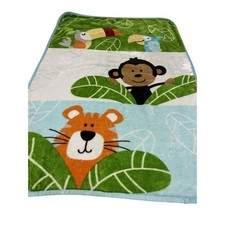 Garanimals Monkey Baby Blanket Minky Plush Lovey Tiger Bird Blue Green Jungle