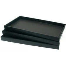 888 Display USA 3 Piece 1" Black Plastic Stackable Jewelry Tray Full Size