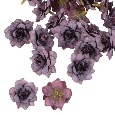 100 Pcs 1,77 Zoll Künstliche Rosen Kopf Faux Blumen Hochzeit DIY Dunkelgrau