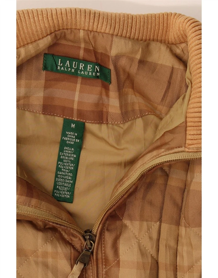 Chaleco acolchado Ralph Lauren para mujer Reino Unido 14 mediano marrón a cuadros poliéster PH02 Foto 3 de 3
