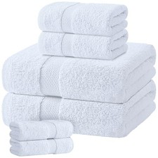 Bath Towel Set of 6 - 100 Cotton Highly Absorbent Towels 27 x 54 inches White