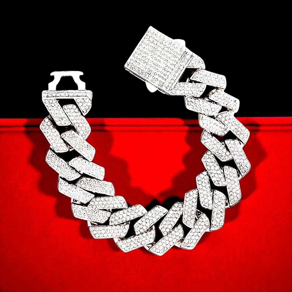 Men’s Iced Out 14K Gold Miami Cuban Bracelet 20mm Hip Hop Wrist Chain Bling - Image 2 of 3