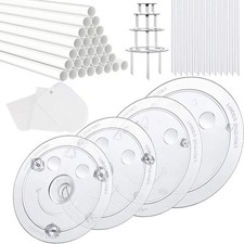 20 Plastic Cake Sticks Support Rods and 12 Clear Stacking 1", White