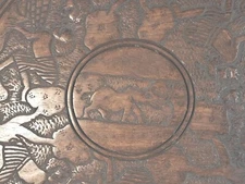 Antique African Ebony Wood Wall Plaque Etching Primitive Figural 2-Sided Giraffe