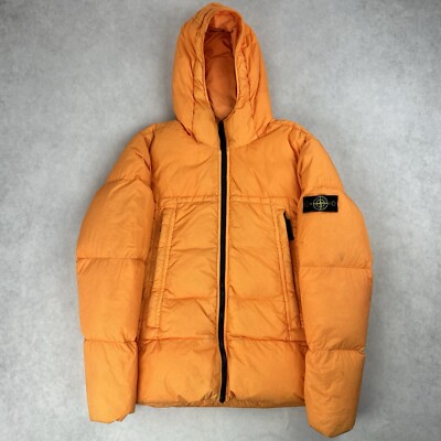 Stone Island Crinkle Reps Down Puffer Jacket Junior Age 14 Coat Orange 2639 