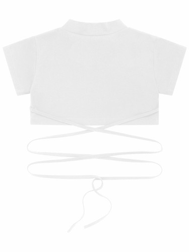 Girls Dance Crop Tops Mock Neck Strappy Sports Tee Shirts Gymnastics Dancewear - Picture 14 of 36