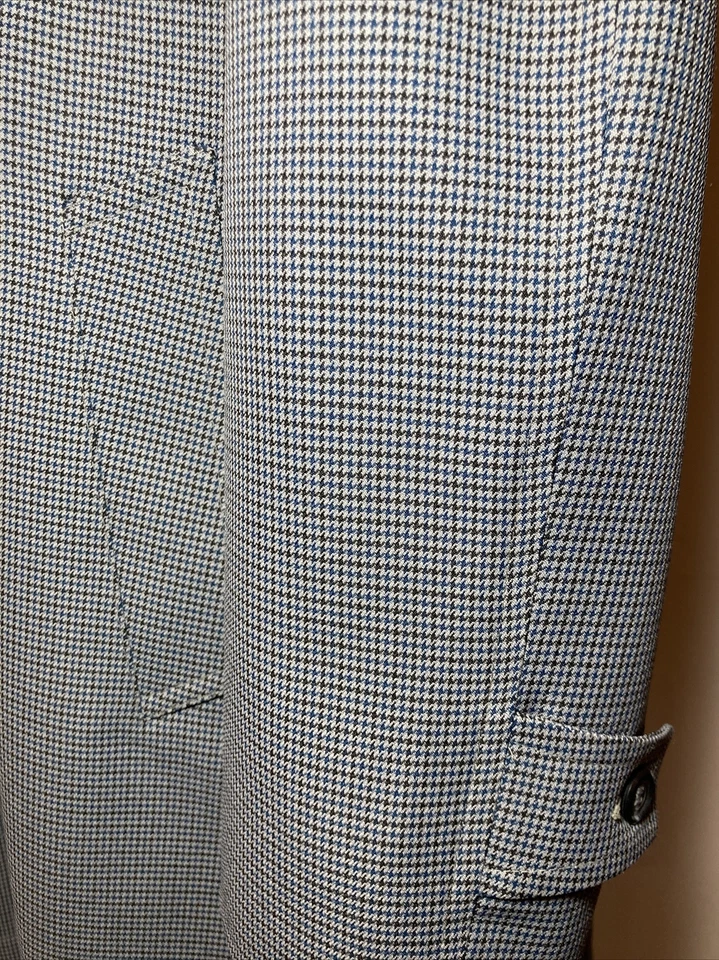 Vintage Houndstooth Raincoat Best Coat Company Boston All Weather Blue 42 S - Image 4 of 4