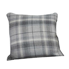 Set of 4 Luxury Highland Grey Tartan Piped 18" Plaid Wool Cushion Covers £34.99
