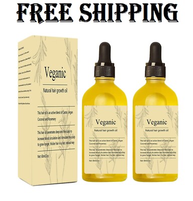 Veganic Natural Hair Growth Oil 2 PCS Veganic hair growth oil Rosemary Oil fo...