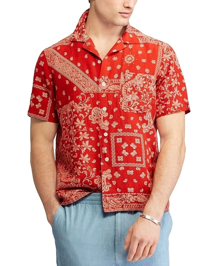 Seda Polo Ralph Lauren Camisas Havaianas, casual, com Botões para Homens