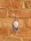 Angel Wing Base Mounted Necklace Rose Quartz  Stone Natural Crystal Pendants