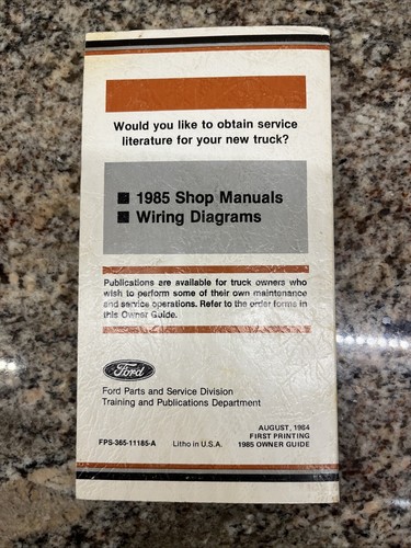 1985 Ford L8000 L9000 LTL9000 LTL8000 Truck Owner Operator Manual User Guide - Picture 5 of 5