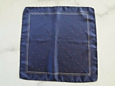 VTG Allyn St. George Dark Blue w/Red Polka Dots Handkerchief Pocket Square