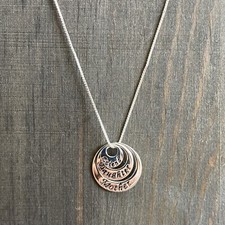 Beautiful Sterling Silver Necklace  3 Circle Pendant-Mother-Daughter-Friend