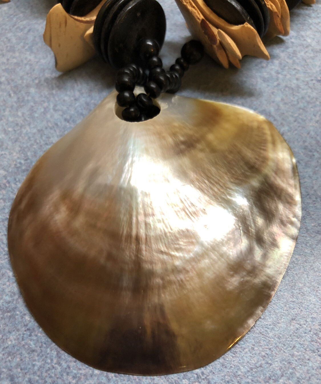 Large Abalone Shell Pendant Statement Necklace Br… - image 2