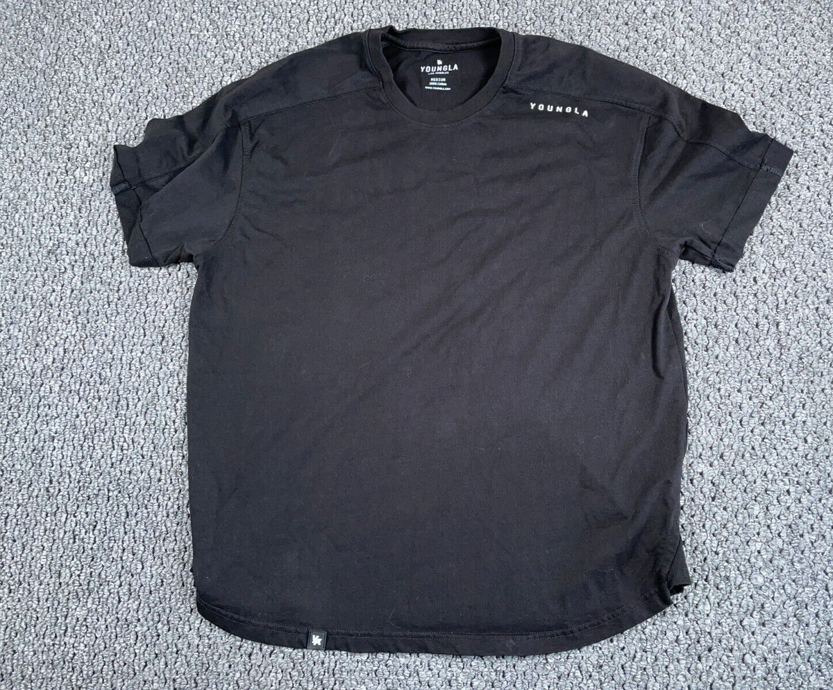 YoungLA Curved Hem T-Shirt Adult Medium Black Gym Athleisure