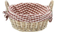 Weidenschale Obstschale Brotkorb, Karierte Stoffeinlage, Obst Korb Brot KöRbchen