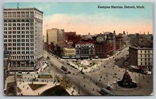 Campus Martius Birdseye Trolleys Public Square Detroit MI 1914 Postcard S15