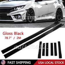 For Honda Civic Sedan 2010-2023 Gloss Black Side Skirt Splitter Rocker Panel Lip