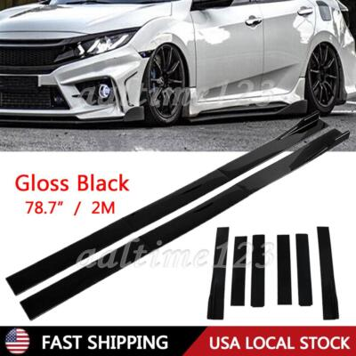 #ad #ad For Honda Civic Sedan 2010 2023 Gloss Black Side Skirt Splitter Rocker Panel Lip $46.95