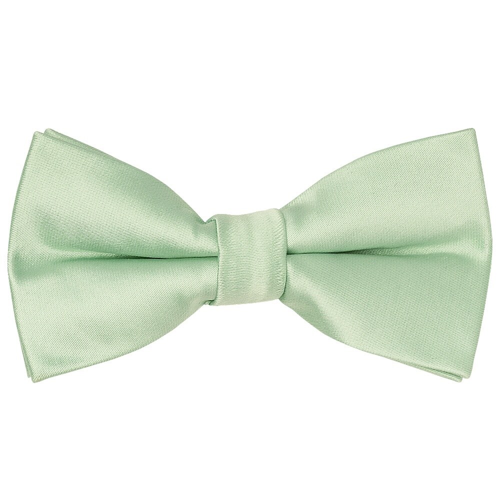 Pre Tied Pale Mint Satin Boys Bow Tie Age 4-7 Childrens Wedding Christening Bow
