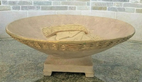 Rare & Unique JARU Expressionism Cubist Large Centerpiece Bowl in Gold Tones. - Picture 2 of 6