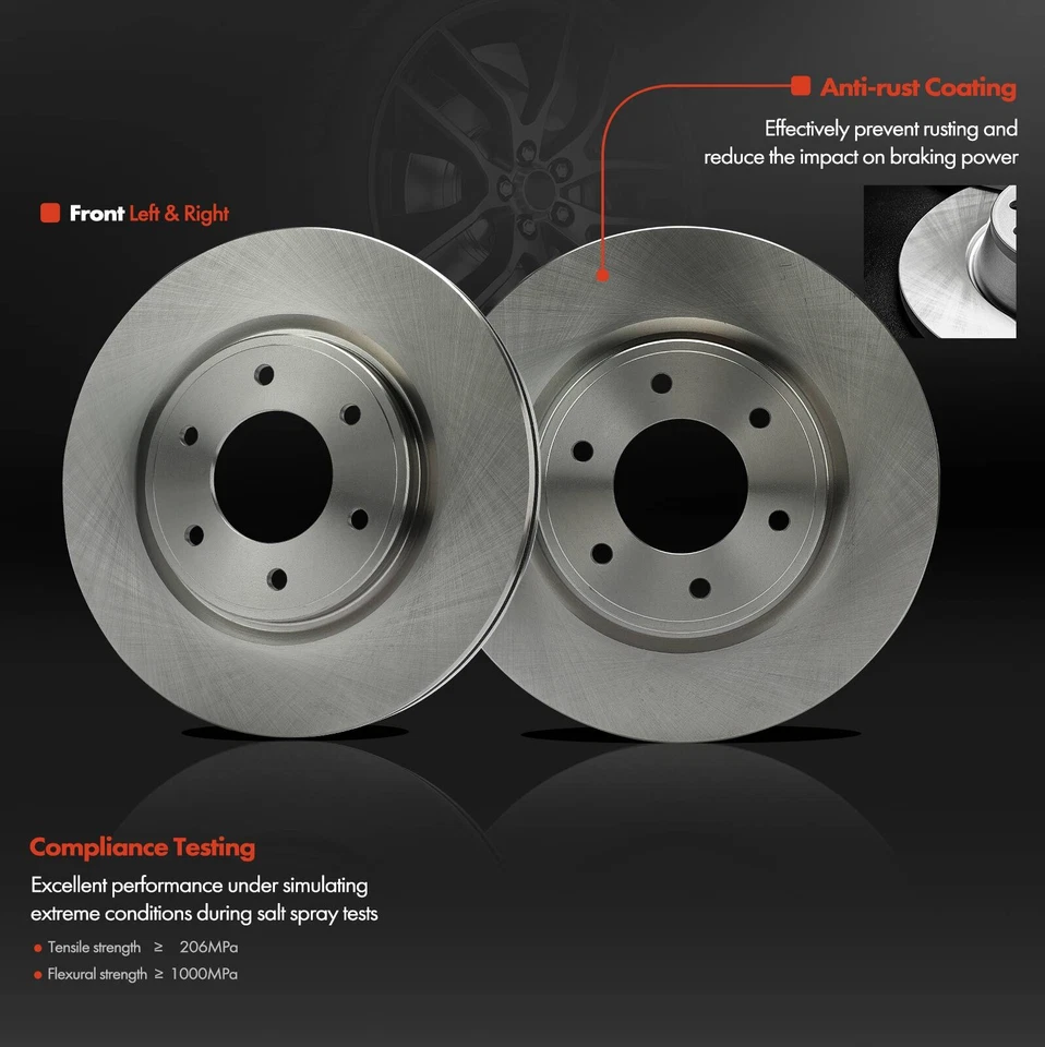 6x rotores de freio a disco dianteiro e pastilha de freio de cerâmica para Nissan Armada 2012-2014 TITAN - Imagem 4 de 4