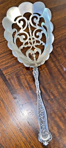 ‘DRESDEN’ by Whiting (Gorham) Sterling Silver Pierced Large Serving Spoon -8.75"