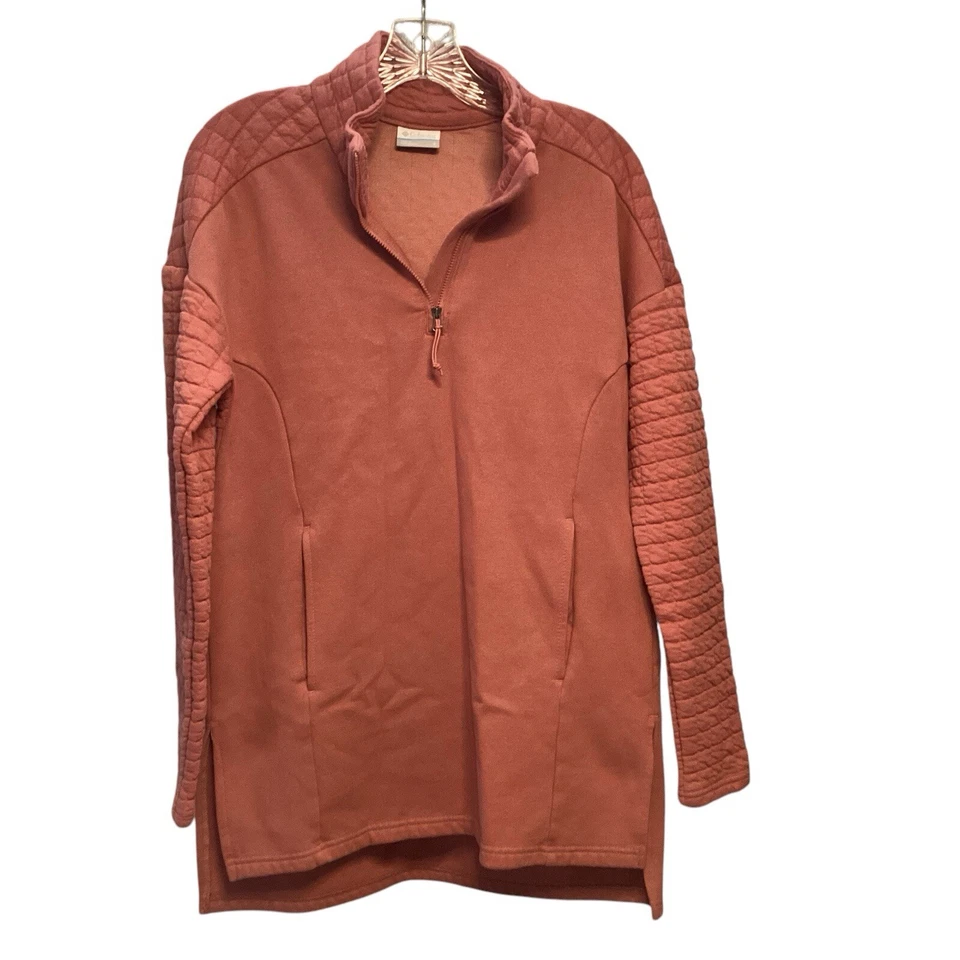 Columbia Pullover Womens S Quilted Rose Pink Side Slits Athletic 1/4 Zip Running - Image 3 of 4
