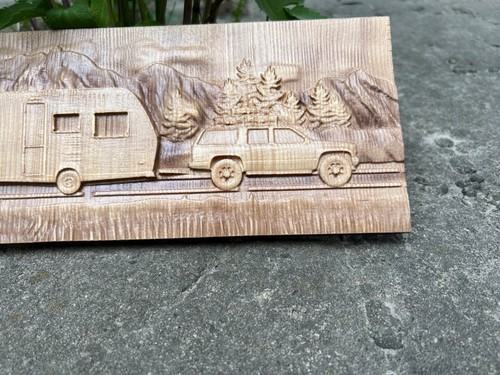 Motorhome Camping Holiday Camp Wood Carving Multicolor Picture Woodworking 3d - Picture 19 of 24