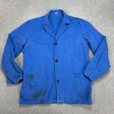 VINTAGE französische Jacke Erwachsene mittelblau Outdoor Hausarbeit Utility A...