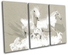 Vintage Horse Paint Abstract Animals TREBLE CANVAS WALL ART Picture Print