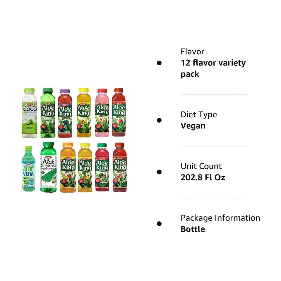 OKF Aloe Vera King Drink 12 sabores nuevo paquete de variedad, precio más bajo Foto 2 de 4