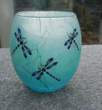 Świecznik szklany wotyw tealight ważka