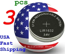 3 piece LIR1632 1632 Bulk TT 3.6V Rechargeable Top Duty Lithium Battery