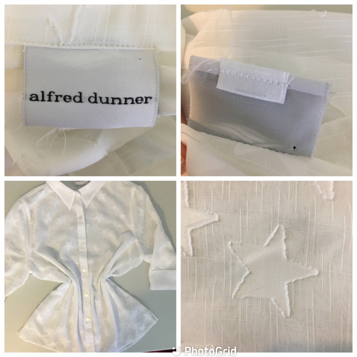 Sheer Monochrome White Star Blouse, Sheer Top with Stars, Fourth 