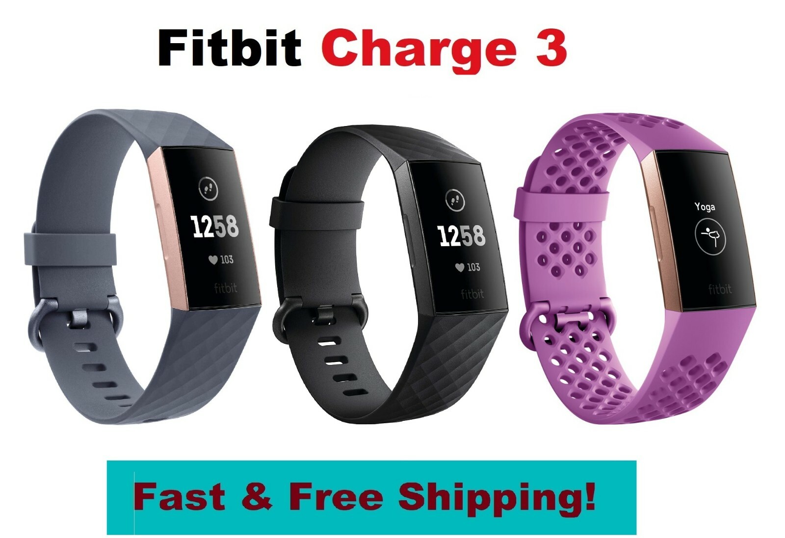 Fitbit Charge 3 Tracker - Graphite/Black for sale online | eBay