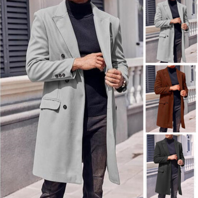 Spring Autumn Thick Woolen Jacket Mens Coat Overcoat Double