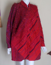 Nwt B Jane Doub Sz L Xl Rich Red Purple Hand-woven Fiber Art-to-wear Coat Jacket