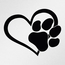 Heart Paw Print Car Laptop Motorbike Vinyl Decal Sticker