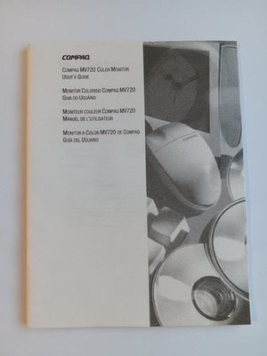 Vintage COMPAQ MV720 Color Monitor User's Guide Computer Hardware Setup Manual