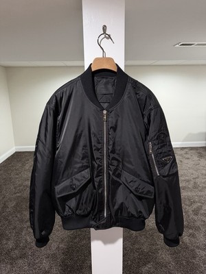 Prada Re-Nylon Triangle Logo Black Bomber Jacket | eBay