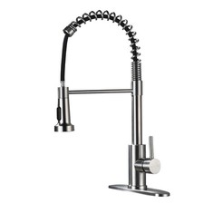Kitchen Faucet Pull Down Sprayer Brushed Nickel 9" Spout Reach 18.5" Height - 1