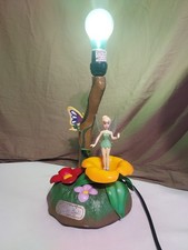 VTG Disney Tinkerbell Figurine Moving MUSICAL Flower Garden Table Lamp Working