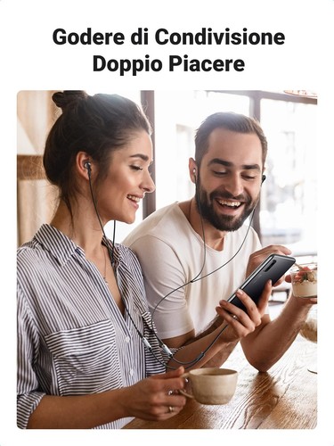Sdoppiatore Cuffie Doppio Cavo Audio Splitter Jack 3,5Mm da Maschio a 2 Femmina - Foto 14 di 24
