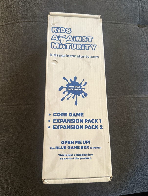 Kids Against Maturity Blue Game Box Core Game + Expansion Packs 1 & 2