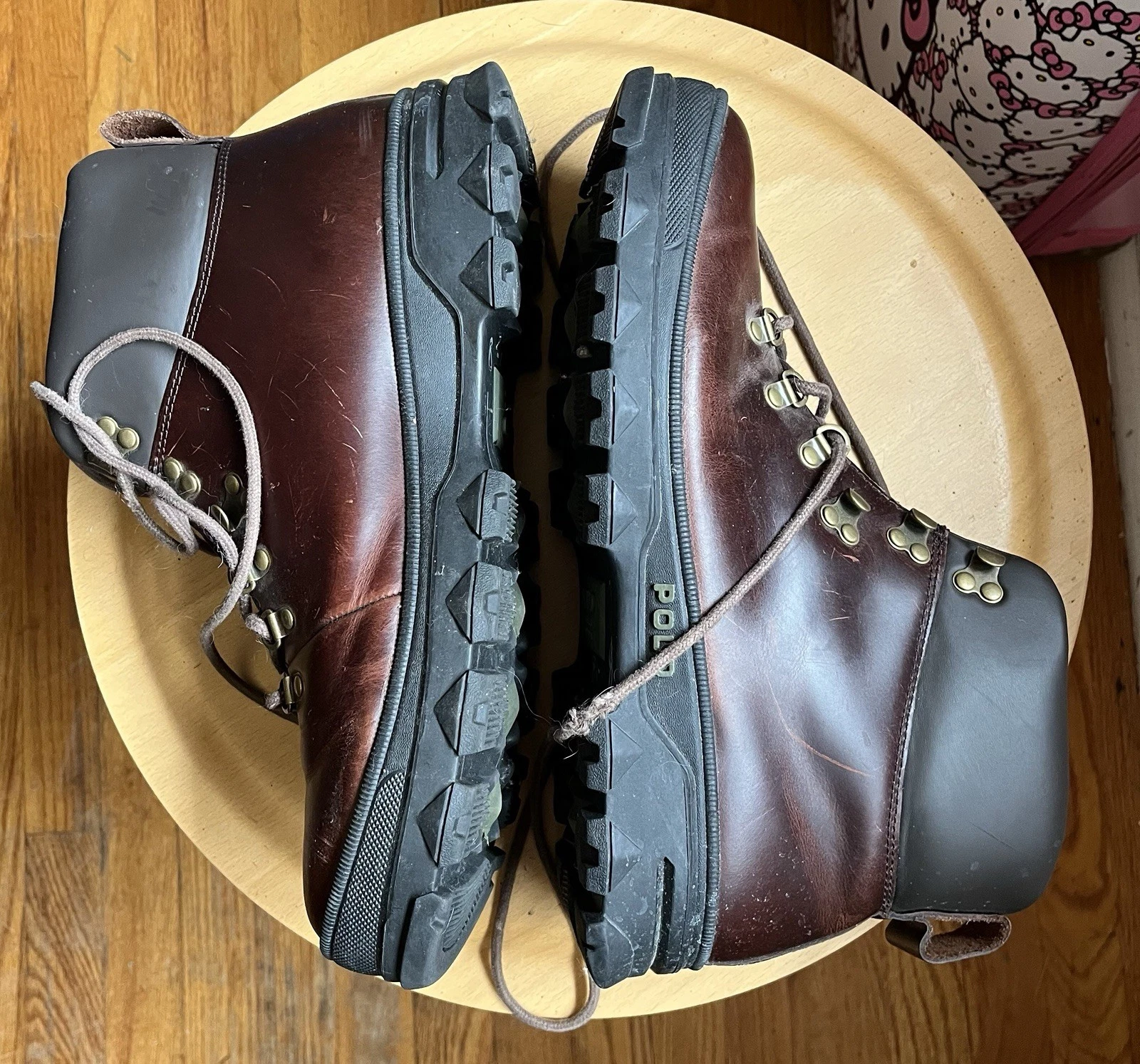 Polo Ralph Lauren Hainsworth Men's Leather Hiking Boots Size 13D Brown GUC